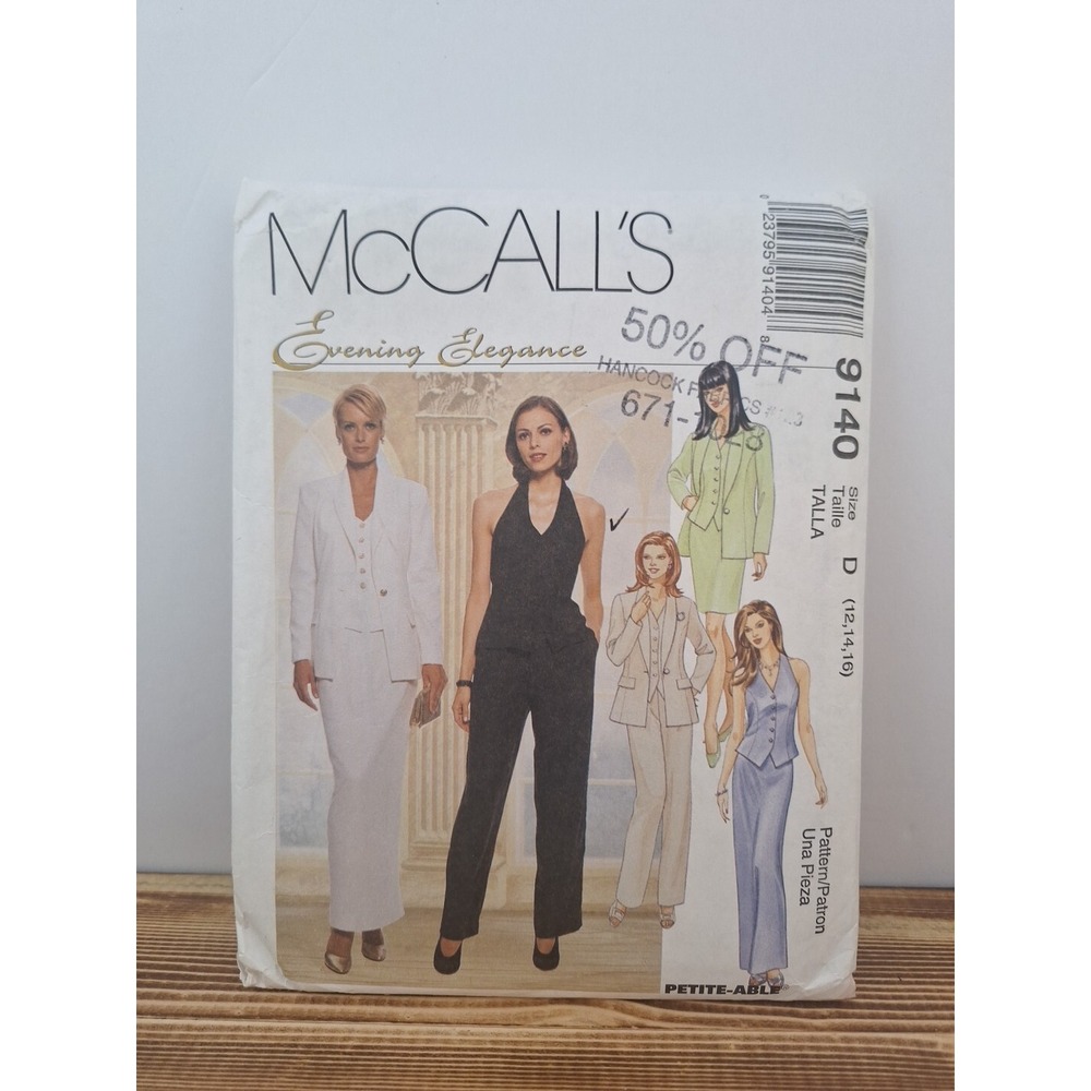 UNCUT MCCALLS#9140 WOMENS SZ 8-‎ 10-12 EVENING WARDROBE   SEWING PATTERN